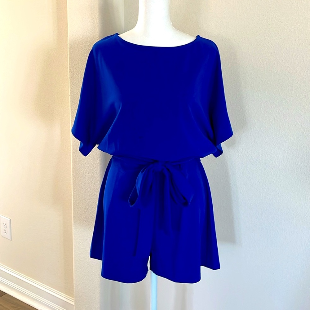 Vetinee Womens Summer Belted Romper Keyhole Back Short Sleeve Jumpsuit Playsuit